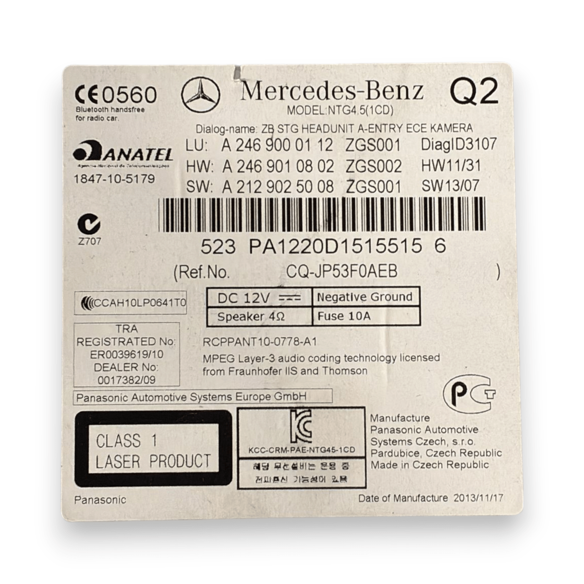 Stereo / autoradio mercedes - benz classe a w176 cod:a2469000112 (2012 - 2018) - F&P CRASH SRL - Ricambi Usati