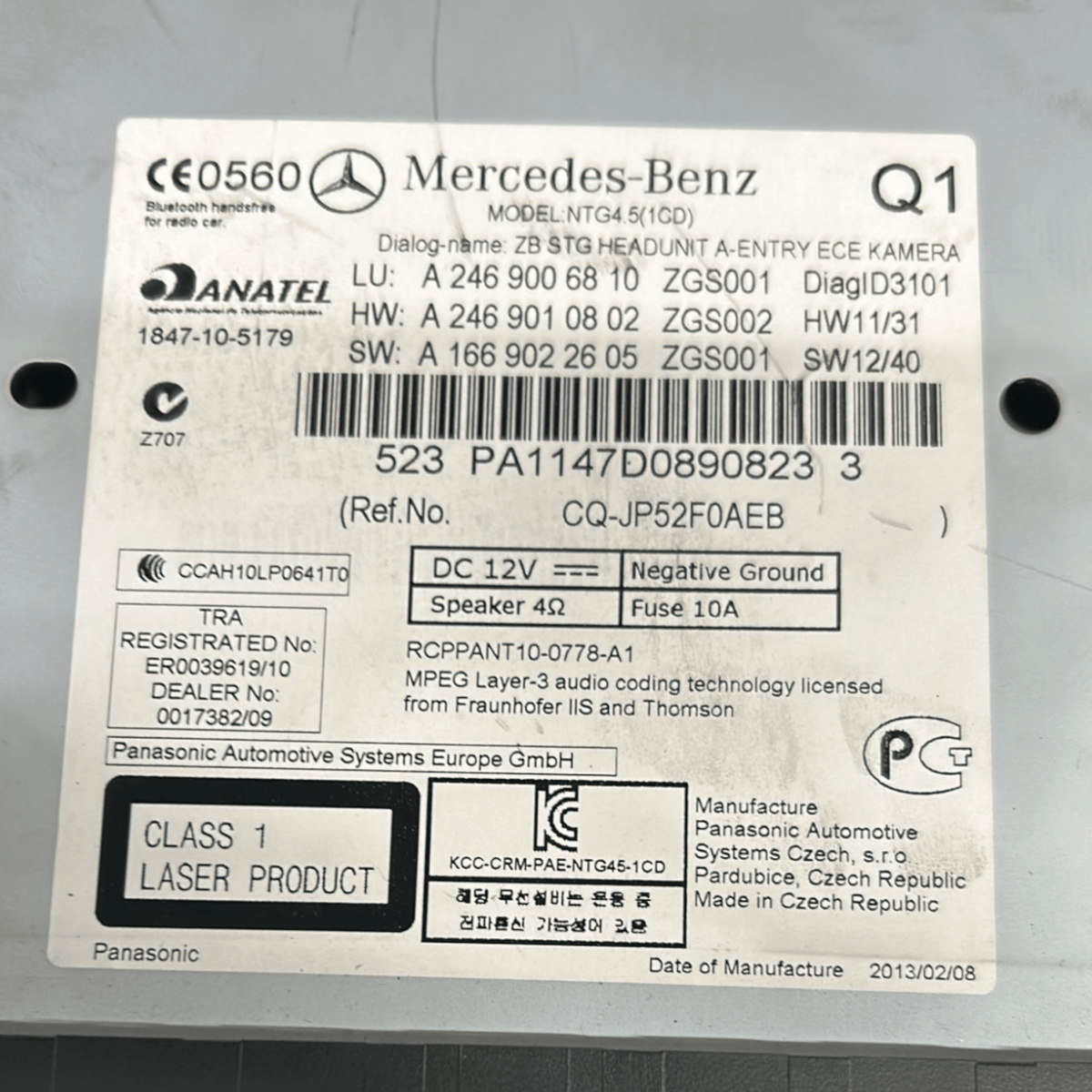 Stereo / Radio Mercedes Benz Class B W246 code:A2469006810 (2011 > 2019) - F&P CRASH SRLS - Used Parts