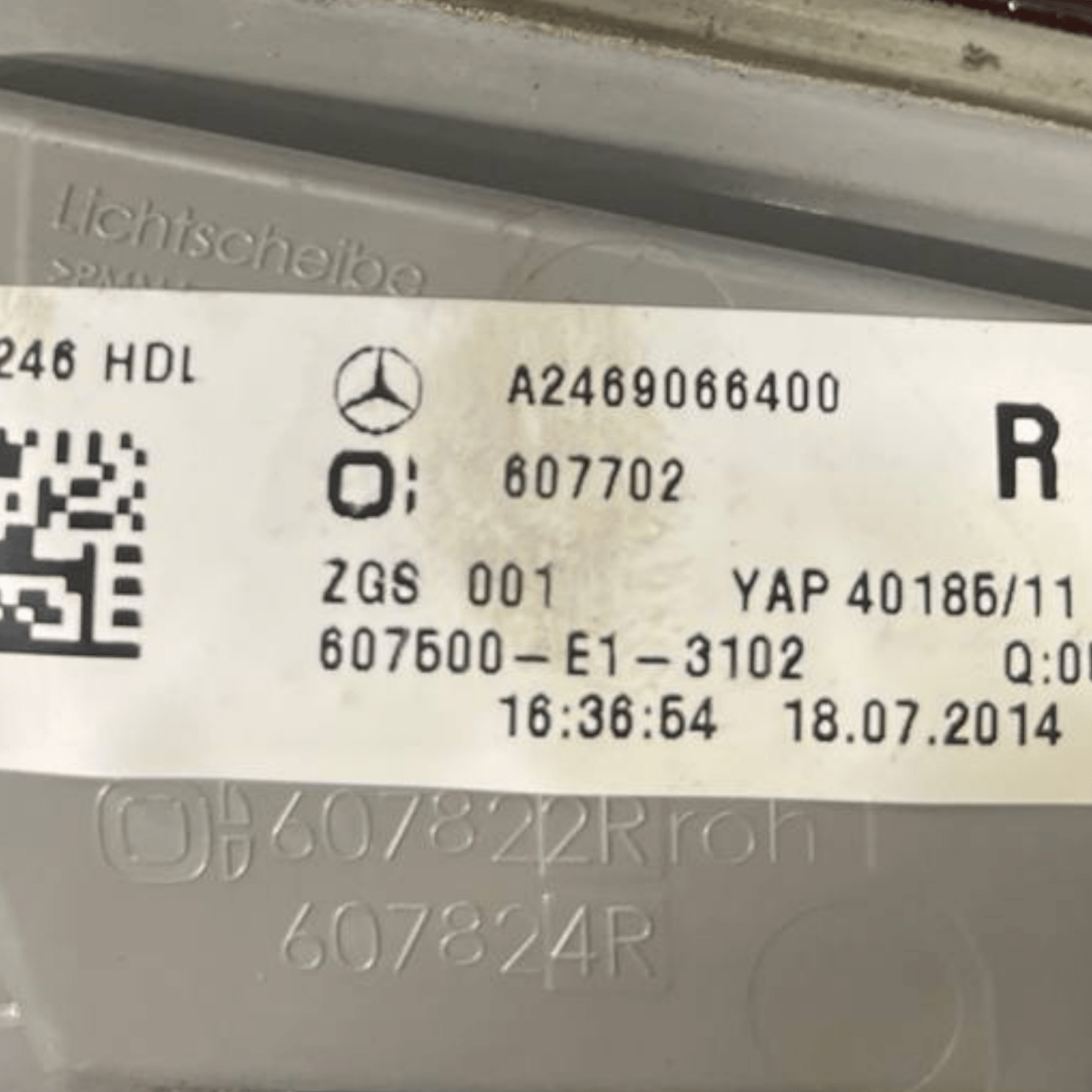 Stop / Right internal halogen light (dx) Mercedes - Benz Class B W246 (2011 to 2018) code: A2469066400 - F&P CRASH SRLS - Used Parts