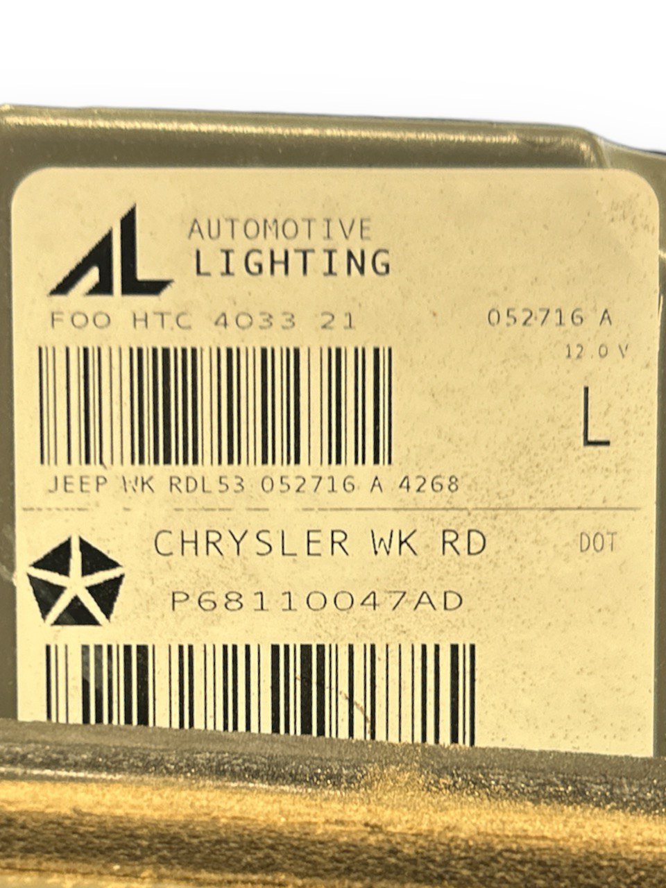 Stop / Halogen Rear Light Left (SX) Jeep Grand Cherokee (2005 > 2016) code . P68110047AD - F&P CRASH SRLS - Used Parts