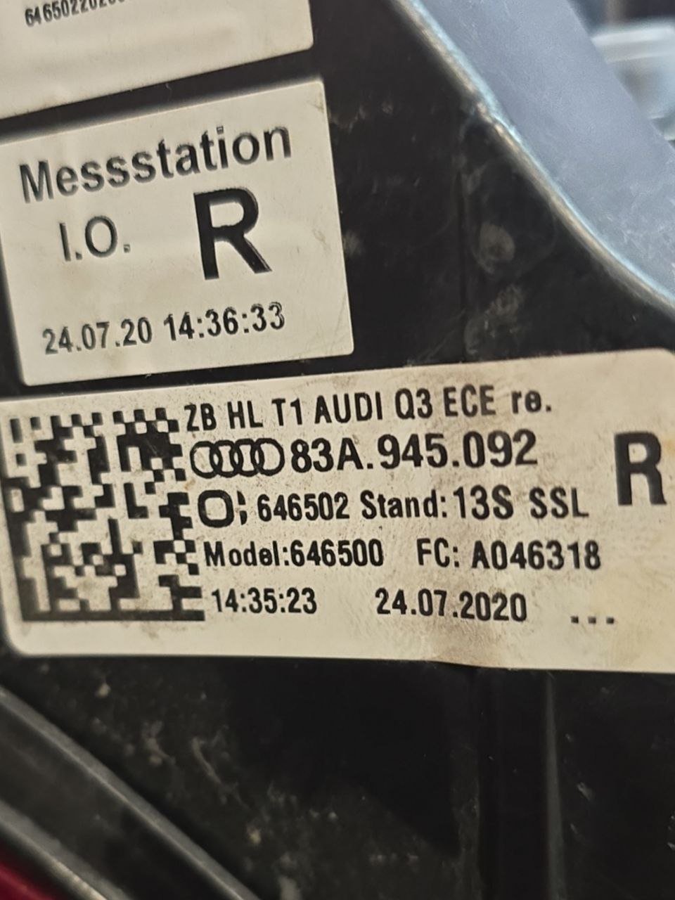 Stop / Fanale Posteriore Destro Esterno Led Audi Q3 ( 2018 > ) Cod : 83A945092 - F&P CRASH SRLS - Ricambi Usati