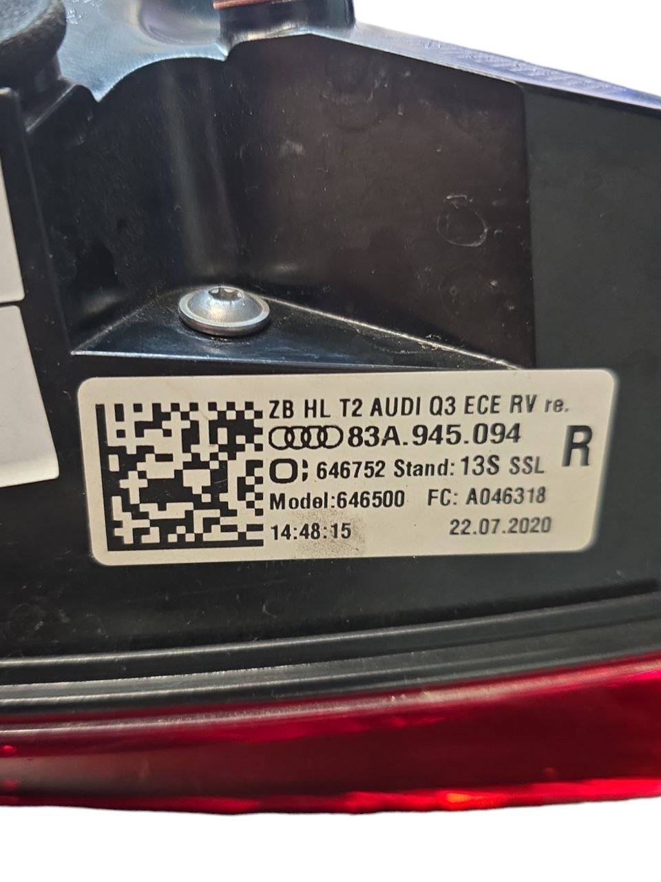 Stop / Fanale Posteriore Destro Interno Led Audi Q3 ( 2018 > ) Cod : 83A945094 - F&P CRASH SRLS - Ricambi Usati