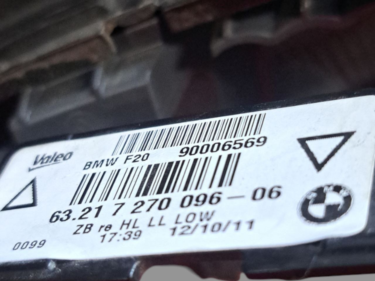 Stop / Right rear external light halogen Bmw Series 1 F20 (2011 - 2019) COD:63217270096 - F&P CRASH SRLS - Used Parts
