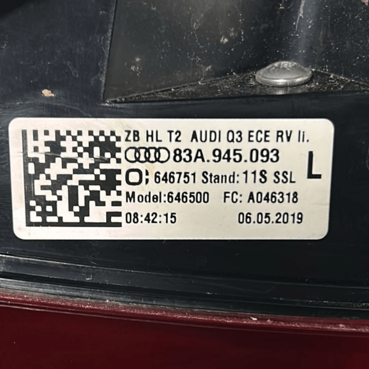 Stop / fanale posteriore interno sinistro audi q3 f3 (suv) cod:83a945093 (2018 >) - F&P CRASH SRL - Ricambi Usati