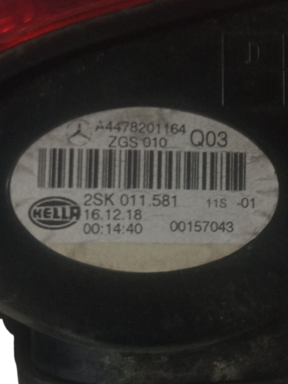 Stop / Left rear light (sx) Halogen Mercedes Vito W447 Van (219) code: A4478201164 - F&P CRASH SRLS - Used Parts