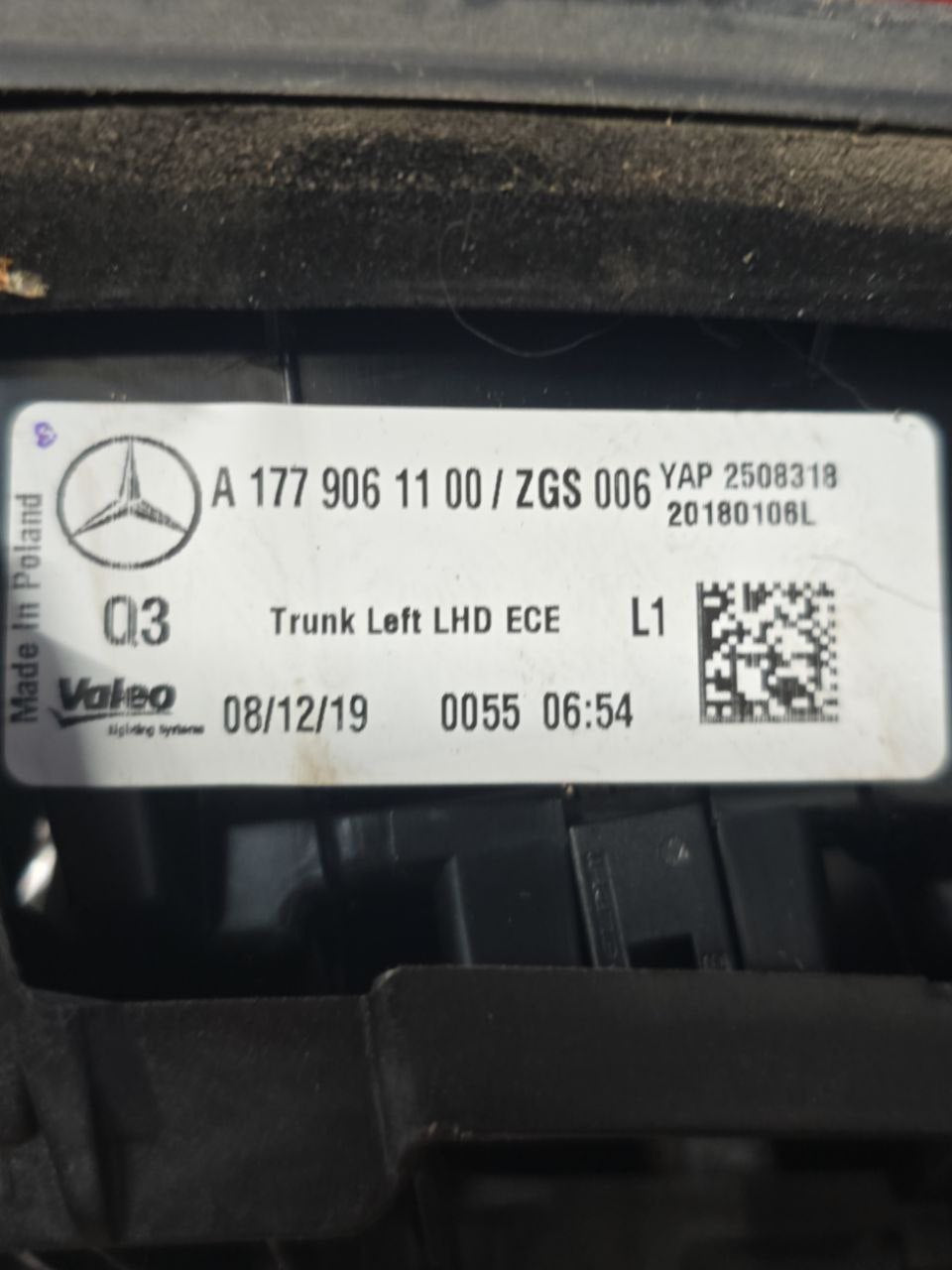 Stop Interno Sinistro Led Mercedes - Benz Classe A w177 Cod : A1779061100 (2018>) Fanale Posteriore - F&P CRASH SRLS - Ricambi Usati