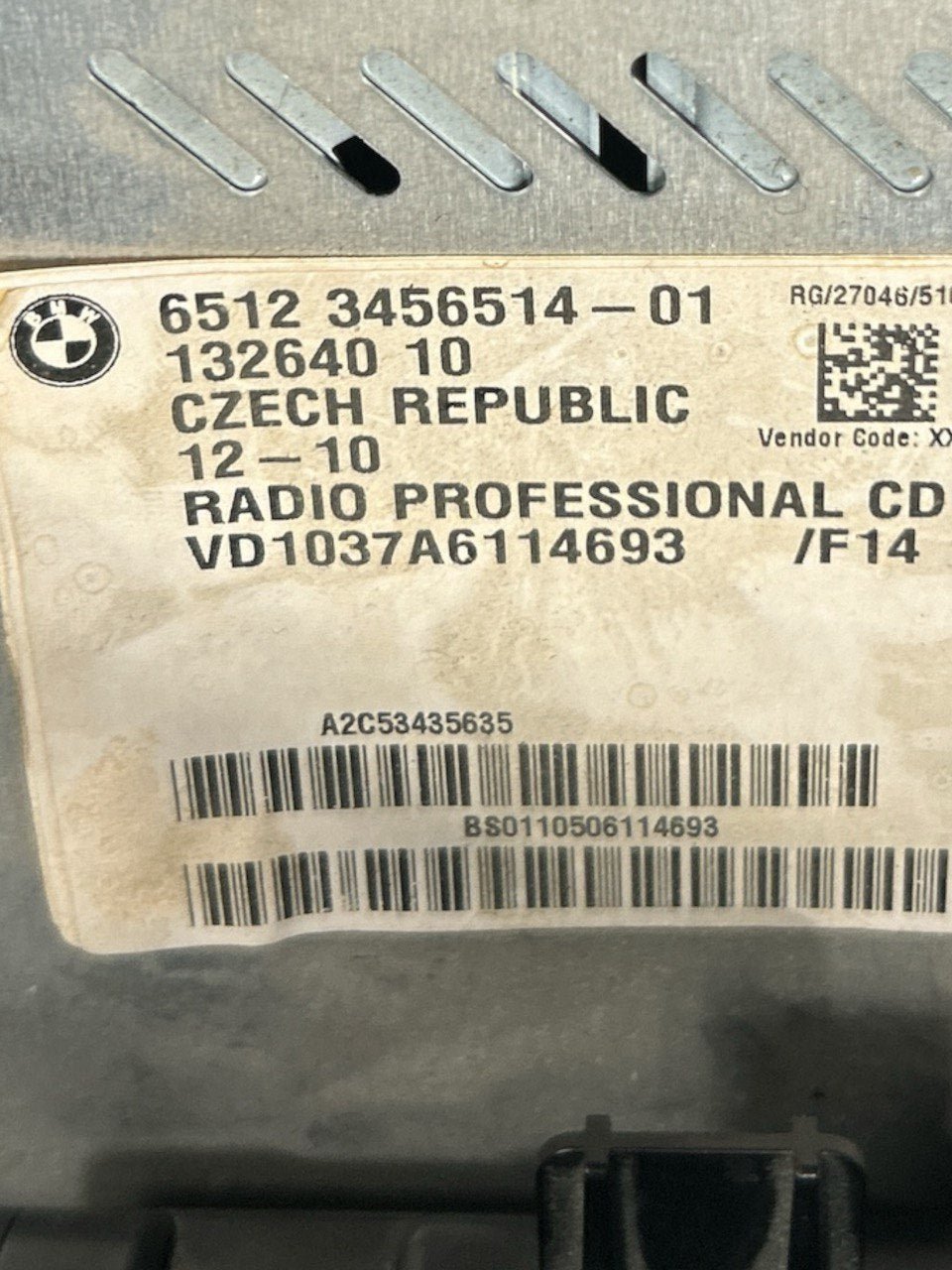 Tachimetro / Contachilometri + Autoradio Mini Cooper (R56) 1.6 Benzina (2007 > 2013) cod.3456514 - F&P CRASH SRLS - Ricambi Usati