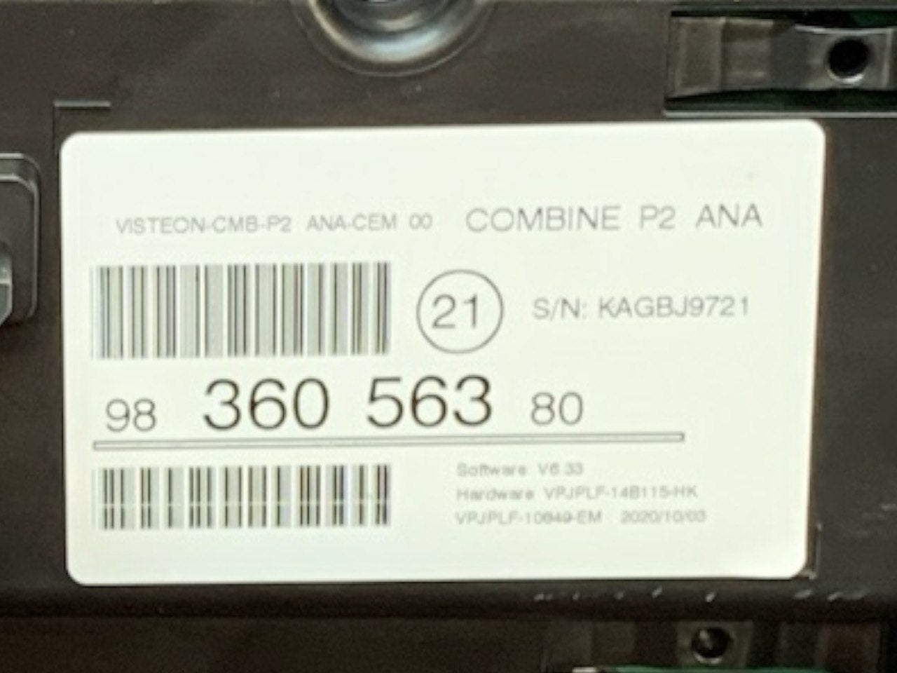 Speedometer / Odometer / Instrument Panel Peugeot 208 1.2 Petrol (2021) cod.9836056380 - F&P CRASH SRLS - Used Parts