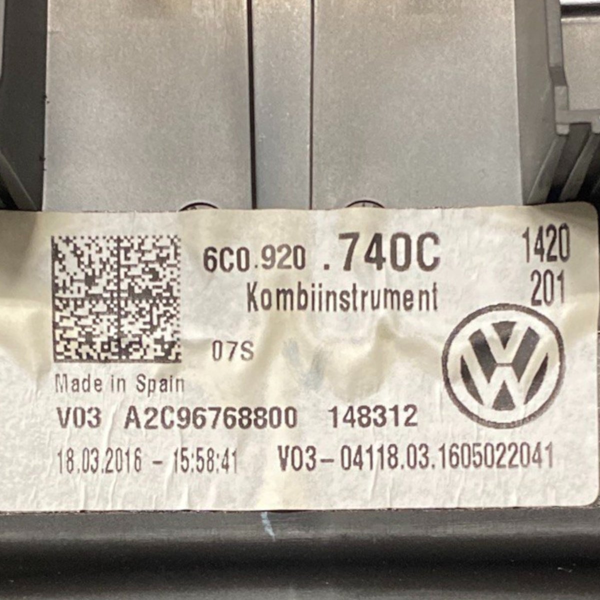 Tachimetro / contachilometri volkswagen polo v 6r 1.2 benzina Cod: 6c0920740c (2009 - 2017) - F&P CRASH SRLS - Ricambi Usati