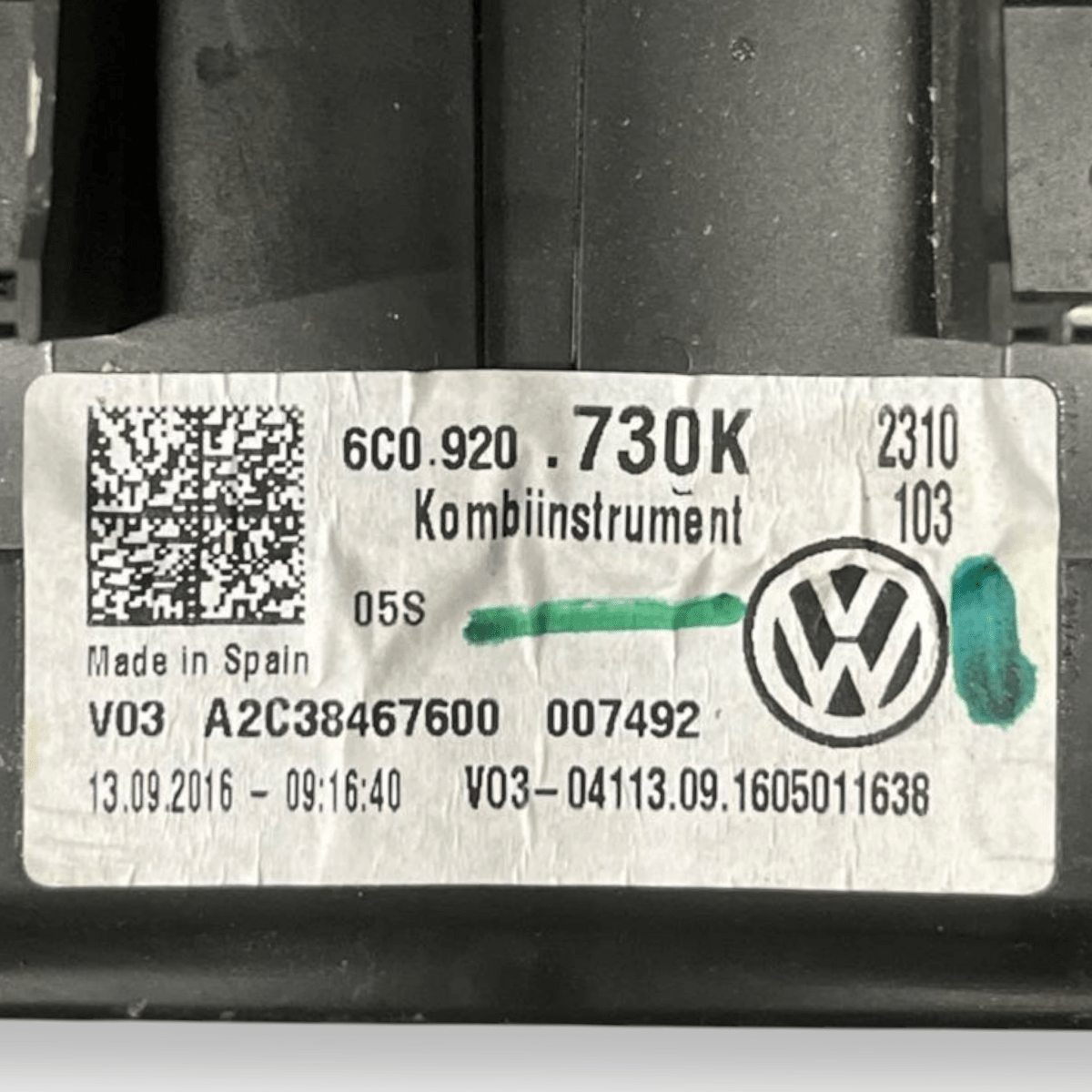 Tachimetro / Contachilometri Volkswagen Polo V 6R 1.6 Benzina - Gpl (2009 al 2017) cod: 6C0920730K - F&P CRASH SRL - Ricambi Usati