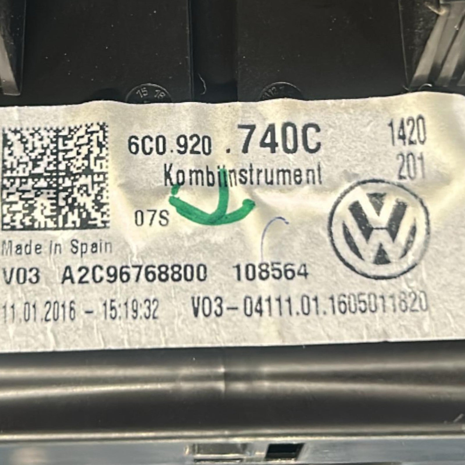 Volkswagen Polo V (6R) speedometer / odometer code 6C0920740C 1.2 Gasoline (2009 > 2017) - F&P CRASH SRLS - Used Parts