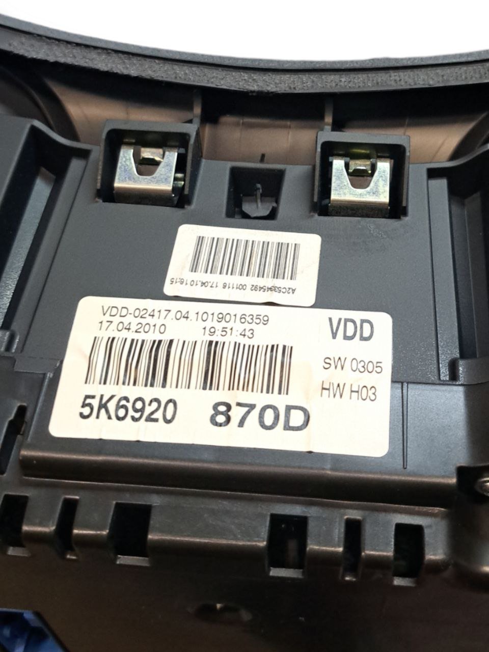 Speedometer / Instrument Panel / Odometer Volkswagen Golf VI ( 2008 - 2012 ) 2.0 Petrol CODE:5K6920870D - F&P CRASH SRLS - Used Parts