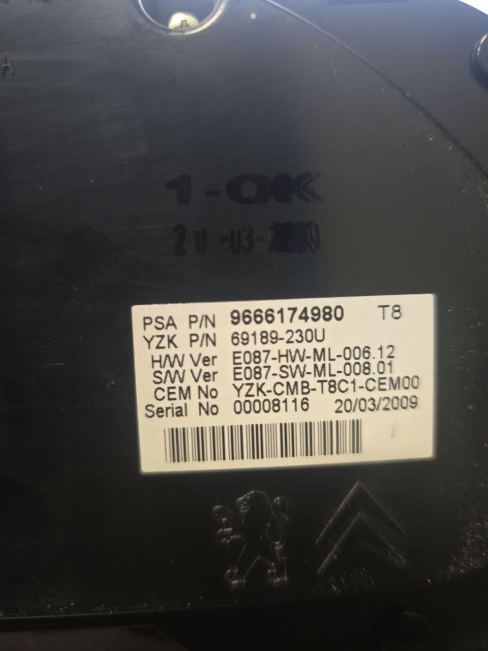 Tachimetro / Quadro Strumenti Peugeot 3008 1.6 Diesel Cod : 9666174980 (2009 - 2016) - F&P CRASH SRLS - Ricambi Usati