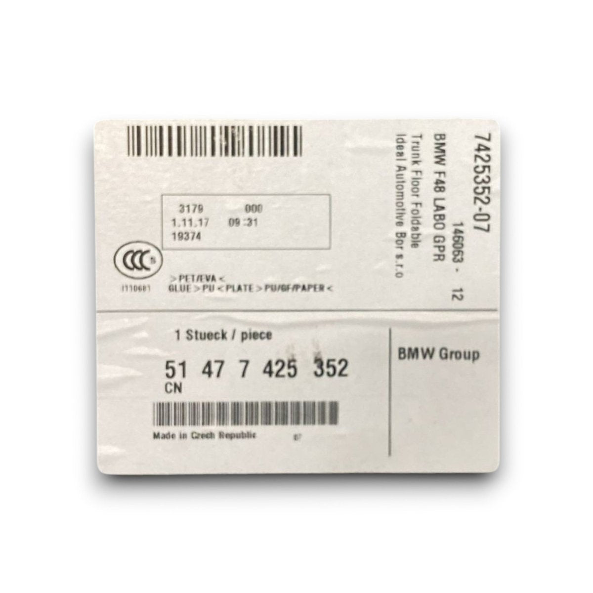 Tappeto / ripiano bagagliaio Bmw x1 f48 cod . 51477425352 (2015 > 2022) - F&P CRASH SRL - Ricambi Usati