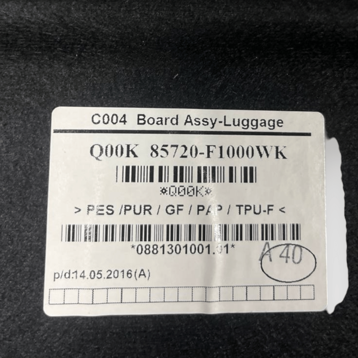 Carpet / Trunk Shelf Kia Sportage IV QL (2016 to 2021) cod: 85720 - F100WK - F&P CRASH SRLS - Used Parts