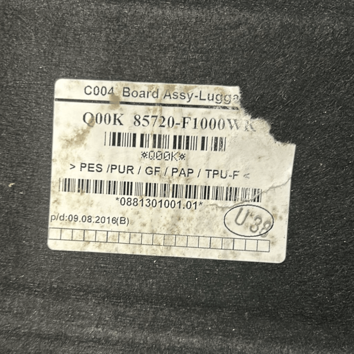 Carpet / Shelf Kia Sportage (2010 > 2016) code:85720 - F1000WK - F&P CRASH SRLS - Used Parts