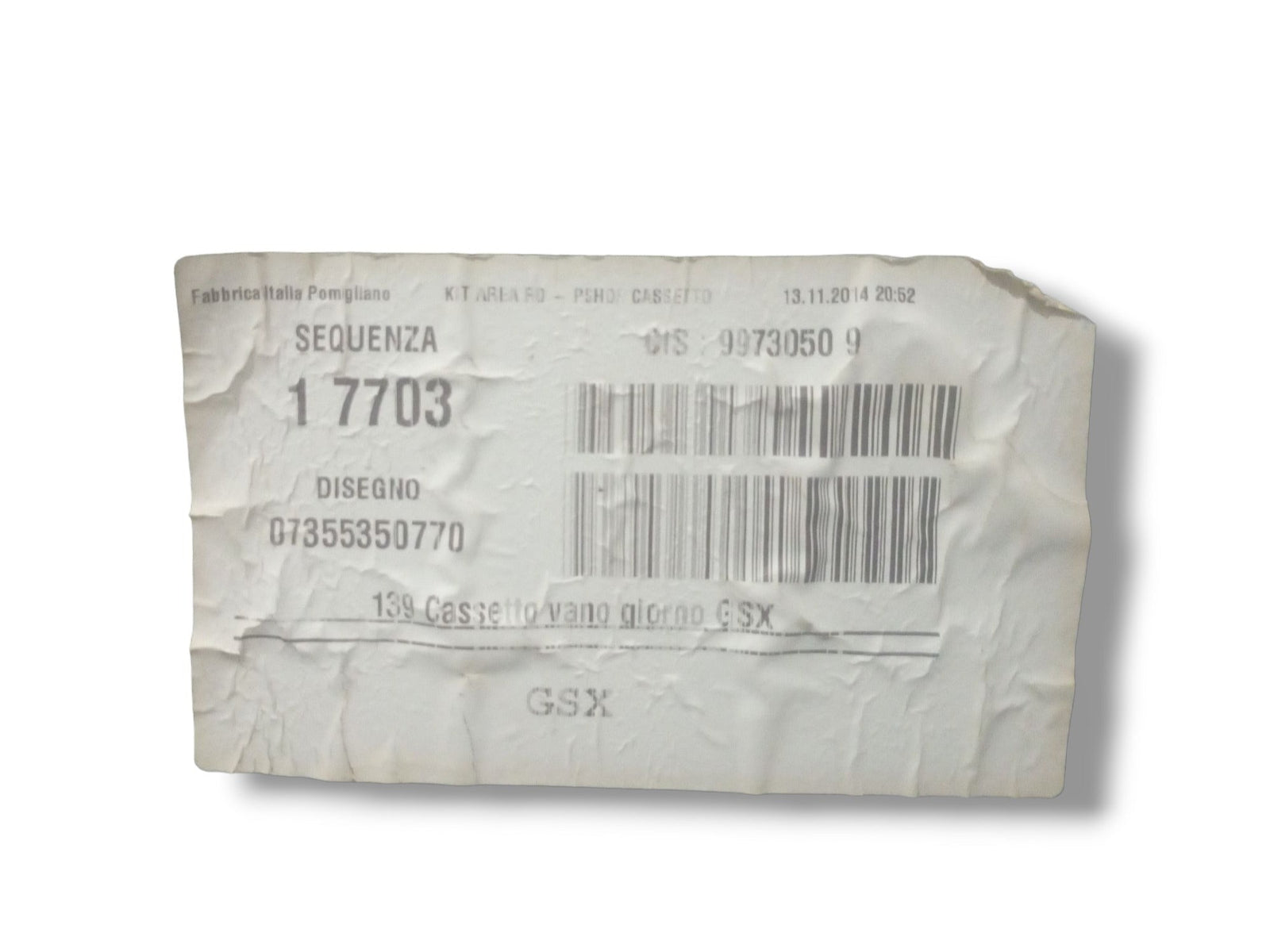 Compartment / Glove box for Fiat Panda (2015) code: 07355350770 - F&P CRASH SRLS - Used Parts