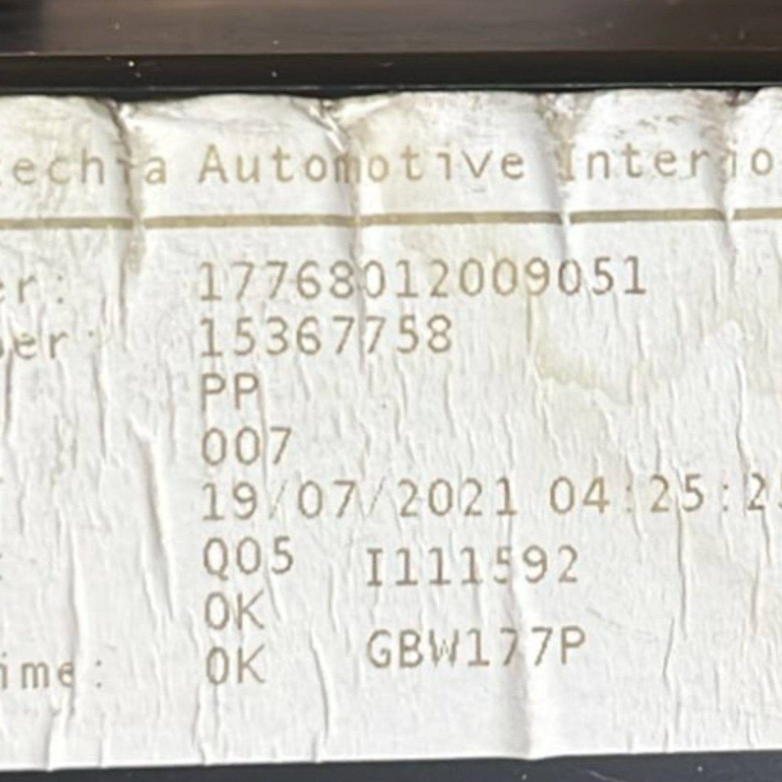 Mercedes Benz A-Class (W177) storage compartment code:17768012009051 (2018 > ) - F&P CRASH SRLS - Used Parts